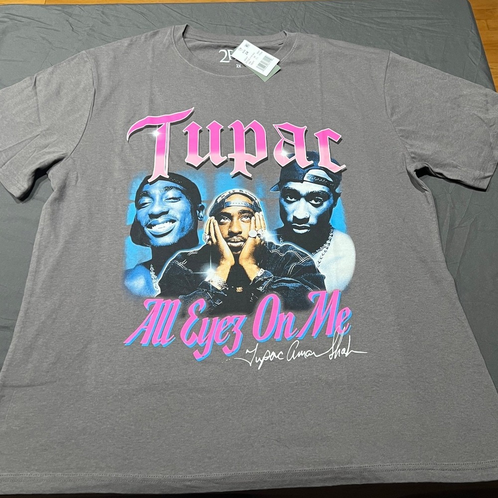 Tupac All Eyez On Me Graphic T-Shirt Mens 3X Gray 2Pac Hip Hop Rap Tee NEW
